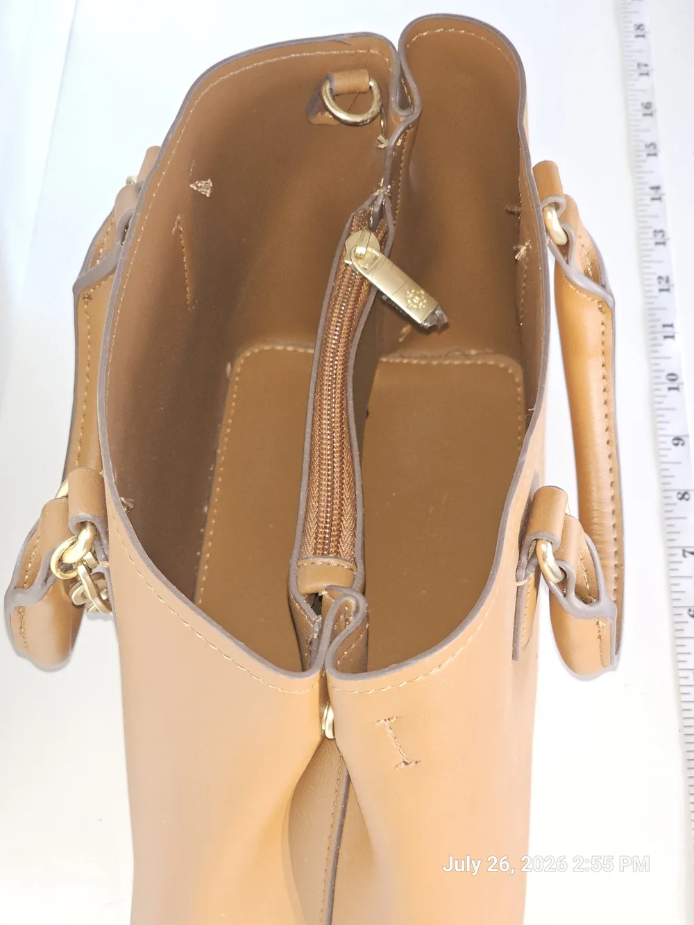 Nanette Lepore Tan Satchel with Gold Chain Accents